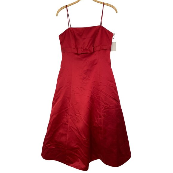 David's Bridal 8585 Red Satin Dress Empire Straps Size 10 NWT RT10301 $110 - Picture 4 of 10